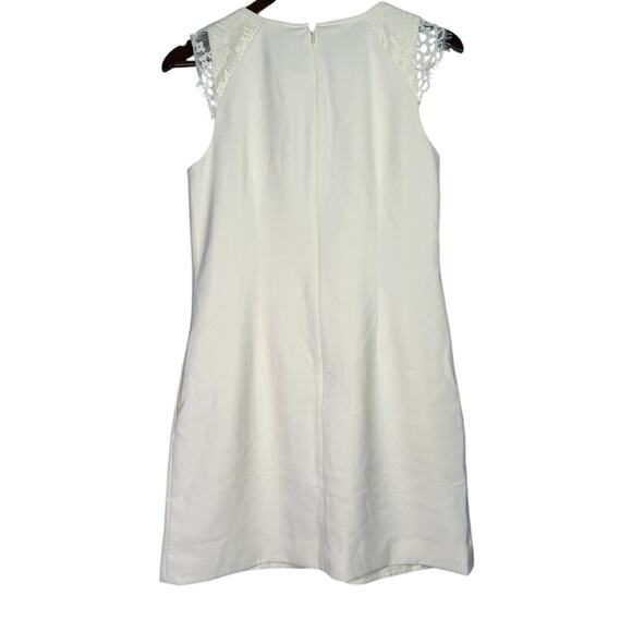 J. Crew Lace Cap Sleeve Knee Length Shift Dress Pockets Back Zip Lined 4 Ivory - Picture 14 of 15